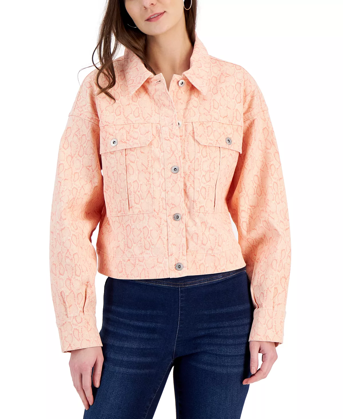 INC International Concepts Women's Snake-Print Denim Jacket, Created For Macy's 3 INC International Concepts Women's Snake-Print Denim Jacket, Created For Macy's - Image 3