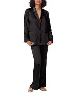 Sam Edelman Women's Lyra Belted Notched-Collar Satin Blazer -CeCe cloth-shop 22980719 fpx