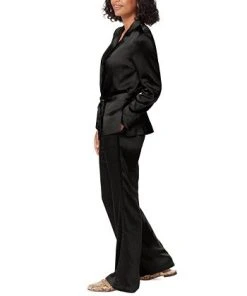 Sam Edelman Women's Lyra Belted Notched-Collar Satin Blazer -CeCe cloth-shop 22980721 fpx