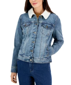 Style & Co Women's Sherpa-Collar Jean Jacket, Created For Macy's -CeCe cloth-shop 22981671 fpx