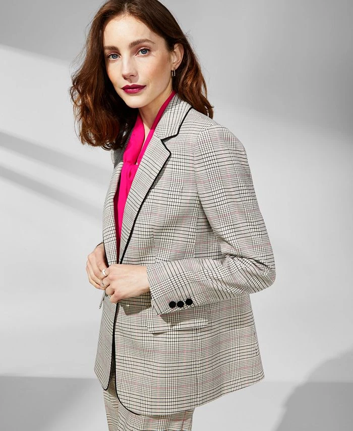 Anne Klein Women's Plaid Notched-Collar Blazer 1 Anne Klein Women's Plaid Notched-Collar Blazer