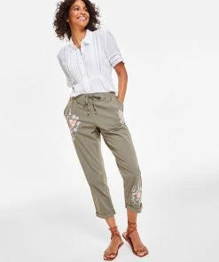 Style & Co Women's Floral Embroidered Pants, Created For Macy's