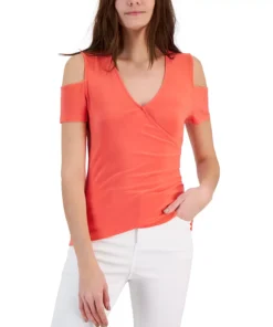 INC International Concepts Women's Cold-Shoulder V-Neck Top, Created For Macy's