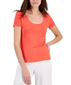 INC International Concepts Women's Scoop-Neck T-Shirt, Created For Macy's -CeCe cloth-shop 22986917 fpx