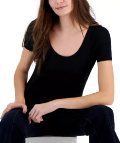 INC International Concepts Women's Scoop-Neck T-Shirt, Created For Macy's -CeCe cloth-shop 22986925 fpx