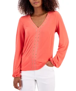 INC International Concepts Women's Studded Top, Created For Macy's -CeCe cloth-shop 22986957 fpx