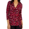 Anne Klein Women's Printed 3/4-Sleeve Wrap Top