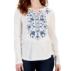 Style & Co Women's Cotton Embroidered Shirt, Created For Macy's
