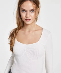 Bar III Women's 3/4-Sleeve Square-Neck Sweater, Created For Macy's -CeCe cloth-shop 23021865 fpx