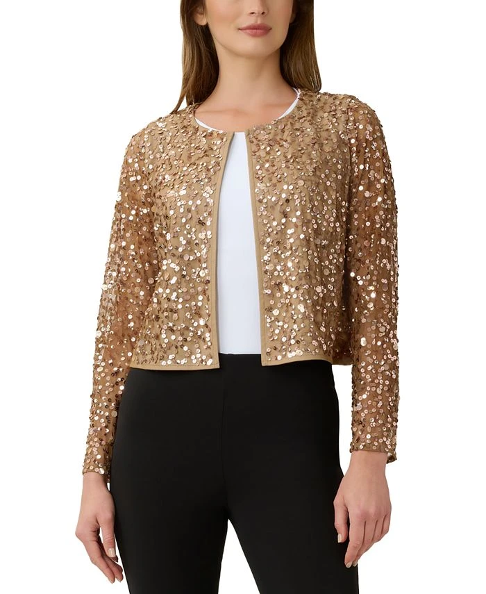 Adrianna Papell Women's Sequined Collarless Jacket 1 Adrianna Papell Women's Sequined Collarless Jacket