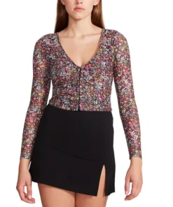Steve Madden Women's Luna Floral-Print Long-Sleeve Top