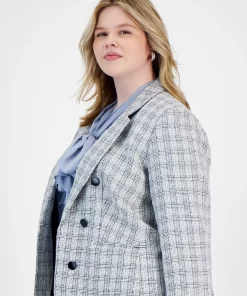 Bar III Plus Size Faux Double Breasted Blazer, Created For Macy's 6 Bar III Plus Size Faux Double Breasted Blazer, Created For Macy's -CeCe cloth-shop 23022223 fpx