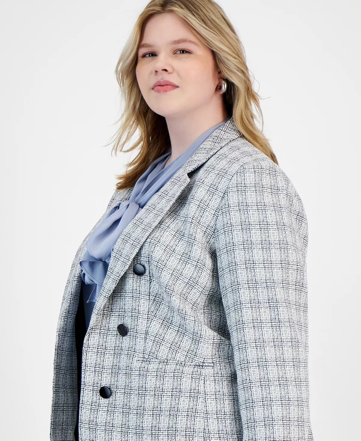 Bar III Plus Size Faux Double Breasted Blazer, Created For Macy's 3 Bar III Plus Size Faux Double Breasted Blazer, Created For Macy's - Image 3