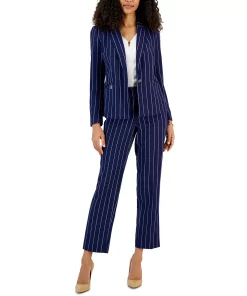 Kasper Women's Pinstriped Zip-Pocket Blazer -CeCe cloth-shop 23023036 fpx 1