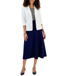 Kasper Women's Single-Button Notched Collar Rolled Sleeve Blazer -CeCe cloth-shop 23023525 fpx