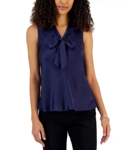 Kasper Women's Sleeveless Tie-Neck Top, Regular And Petite Sizes -CeCe cloth-shop 23023580 fpx