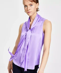 Bar III Women's Sleeveless Bow-Tie Blouse, Created For Macy's -CeCe cloth-shop 23033352 fpx