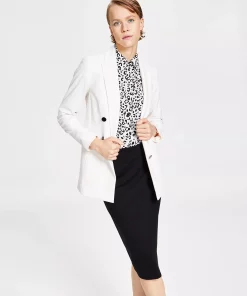 Bar III Women's Bi-Stretch Faux-Double-Breasted Jacket, Created For Macy's -CeCe cloth-shop 23033396 fpx