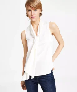 Bar III Women's Sleeveless Bow-Tie Blouse, Created For Macy's -CeCe cloth-shop 23033398 fpx