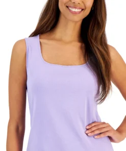 Karen Scott Quare-Neck Cotton Tank Top, Created For Macy's -CeCe cloth-shop 23034892 fpx