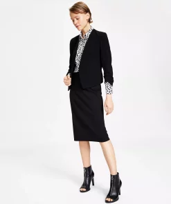 Bar III Women's Textured Crepe Scrunch-Sleeve Blazer, Created For Macy's -CeCe cloth-shop 23035129 fpx