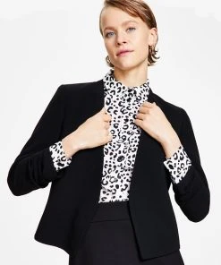 Bar III Women's Textured Crepe Scrunch-Sleeve Blazer, Created For Macy's