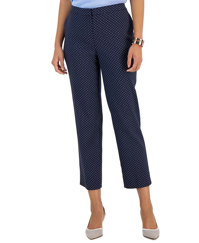 Kasper Women's Stretch-Jacquard Polka-Dot Straight-Leg Cropped Pants 1 Kasper Women's Stretch-Jacquard Polka-Dot Straight-Leg Cropped Pants