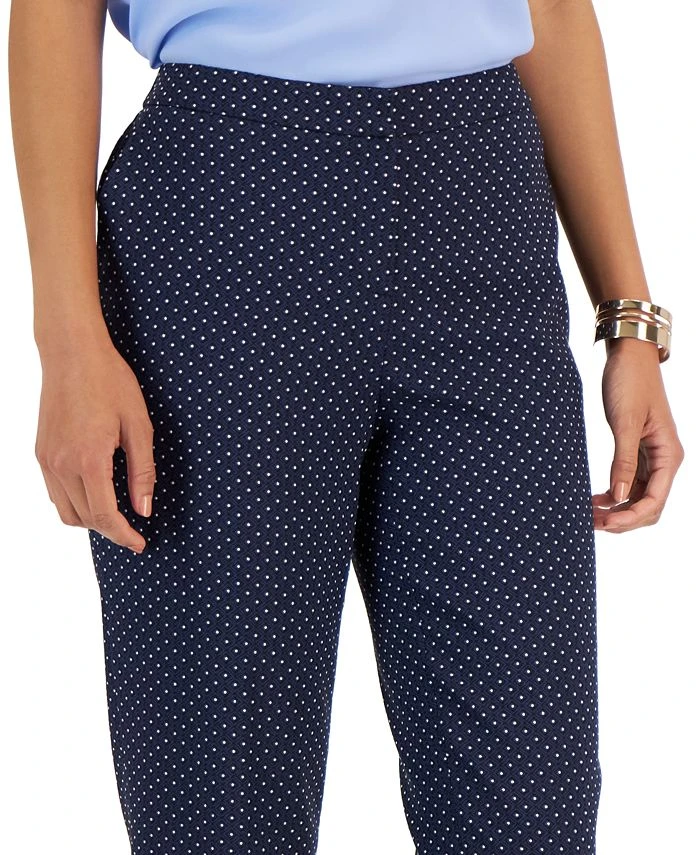 Kasper Women's Stretch-Jacquard Polka-Dot Straight-Leg Cropped Pants 4 Kasper Women's Stretch-Jacquard Polka-Dot Straight-Leg Cropped Pants - Image 4