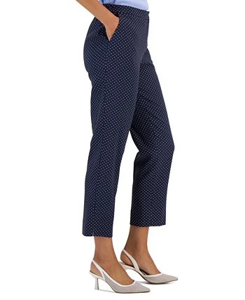 Kasper Women's Stretch-Jacquard Polka-Dot Straight-Leg Cropped Pants 3 Kasper Women's Stretch-Jacquard Polka-Dot Straight-Leg Cropped Pants - Image 3
