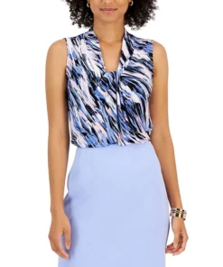 Kasper Women's Printed Sleeveless Twisted-Neck Top