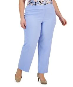 Kasper Plus Size Stretch Crepe Mid-Rise Ankle Pants