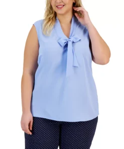 Kasper Plus Size Bow Top -CeCe cloth-shop 23046013 fpx