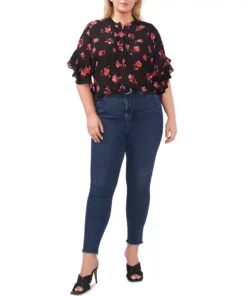 Vince Camuto Plus Size Floral Flutter-Sleeve Blouse -CeCe cloth-shop 23073619 fpx