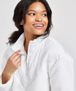 Style & Co Women's Mixed Media Quarter-Zip Pullover, Created For Macy's -CeCe cloth-shop 23074033 fpx