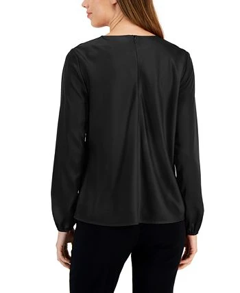 Kasper Women's Twisted Keyhole-Neck Long-Sleeve Top 2 Kasper Women's Twisted Keyhole-Neck Long-Sleeve Top - Image 2