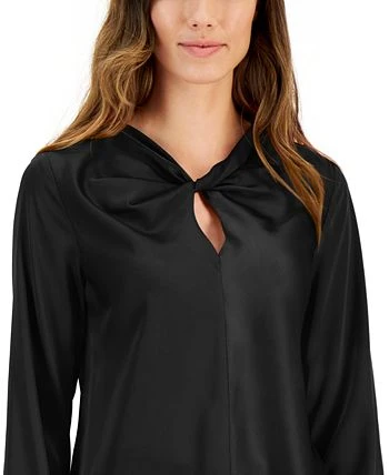 Kasper Women's Twisted Keyhole-Neck Long-Sleeve Top 3 Kasper Women's Twisted Keyhole-Neck Long-Sleeve Top - Image 3