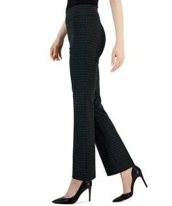 Anne Klein Women's Compression Printed High-Rise Bootcut Pull-On Pants -CeCe cloth-shop 23098572 fpx