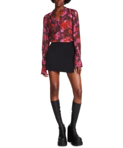 Steve Madden Women's Hudson Chiffon Split-Neck Top -CeCe cloth-shop 23101595 fpx