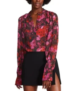 Steve Madden Women's Hudson Chiffon Split-Neck Top -CeCe cloth-shop 23101596 fpx