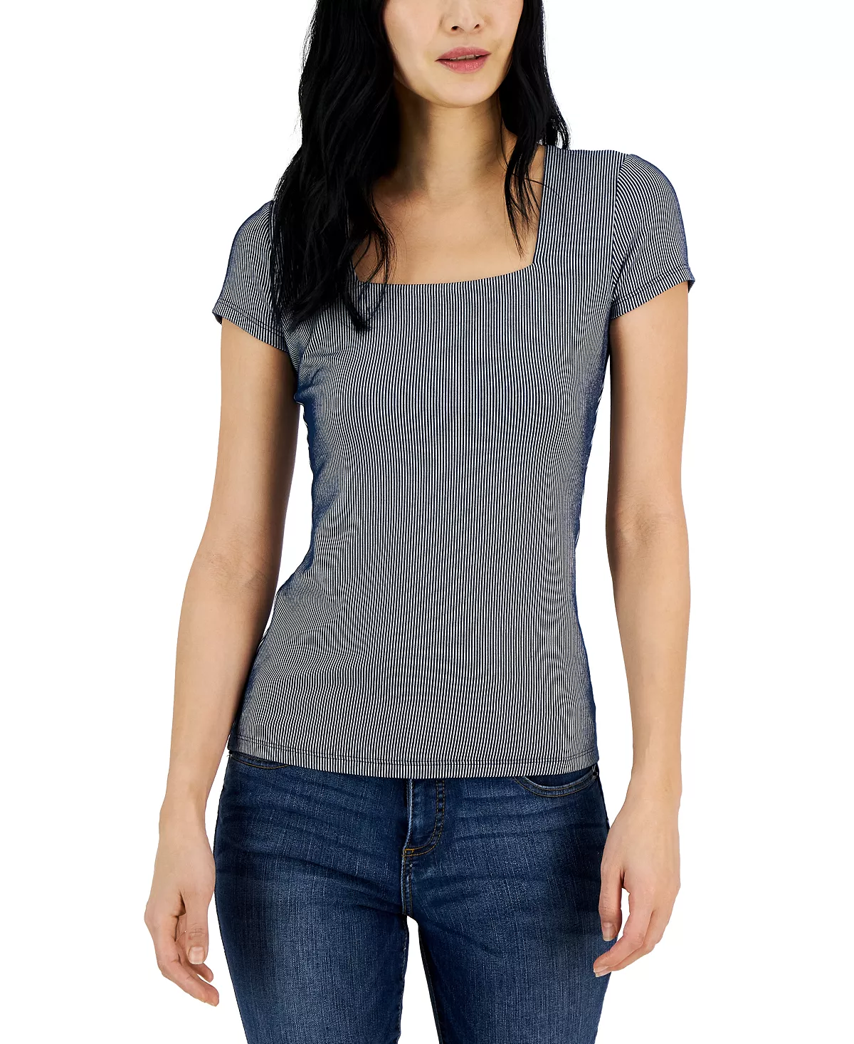 INC International Concepts Women's Ribbed Square-Neck T-Shirt, Created For Macy's 5 INC International Concepts Women's Ribbed Square-Neck T-Shirt, Created For Macy's - Image 5