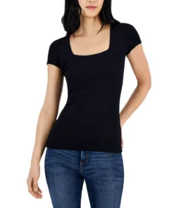 INC International Concepts Women's Ribbed Square-Neck T-Shirt, Created For Macy's 9 INC International Concepts Women's Ribbed Square-Neck T-Shirt, Created For Macy's -CeCe cloth-shop 23112079 fpx