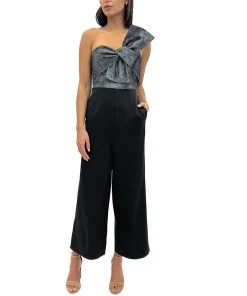 Sam Edelman Women's Cady Metallic Bow-Bodice Jumpsuit