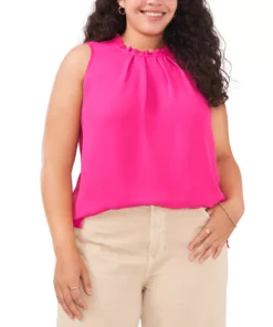 Vince Camuto Plus Size Pleated Mock Neck Top