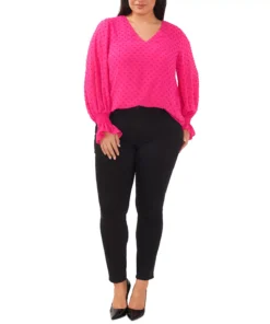 Vince Camuto Plus Size Clip Dot V-Neck Blouse -CeCe cloth-shop 23139312 fpx