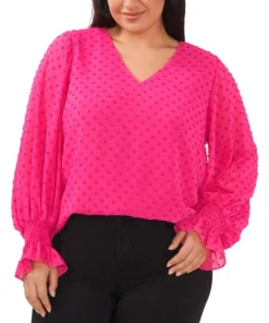 Vince Camuto Plus Size Clip Dot V-Neck Blouse