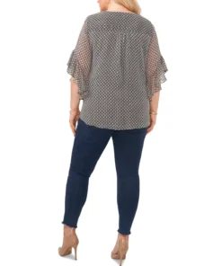 Vince Camuto Plus Size Flutter-Sleeve Crossover Top -CeCe cloth-shop 23149473 fpx