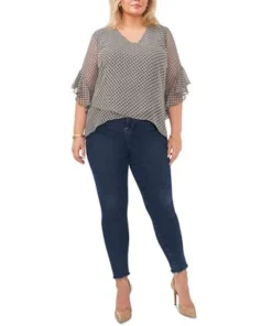 Vince Camuto Plus Size Flutter-Sleeve Crossover Top -CeCe cloth-shop 23149475 fpx