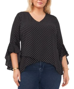 Vince Camuto Plus Size Flutter-Sleeve Crossover Top