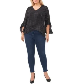 Vince Camuto Plus Size Flutter-Sleeve Crossover Top -CeCe cloth-shop 23149676 fpx