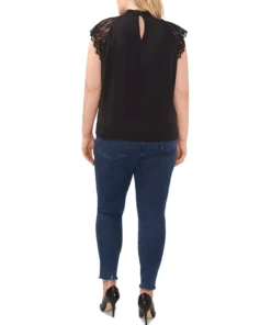 Vince Camuto Plus Size Mock-Turtleneck Lace-Sleeve Top -CeCe cloth-shop 23149740 fpx